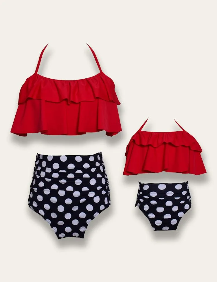 High Waist Ruffled Family Matching Swim Suit - Image 3