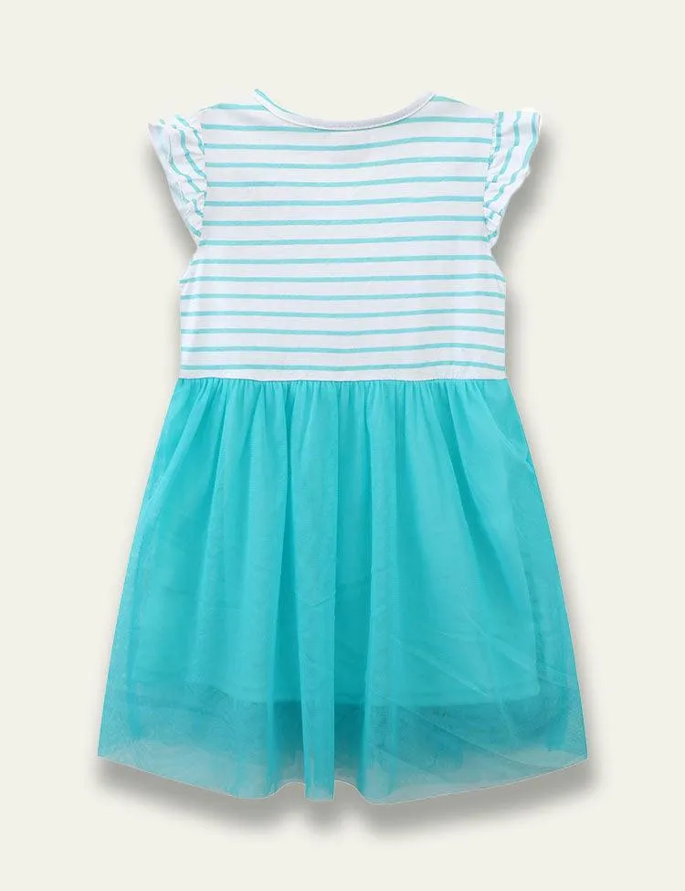 Horse Embroidered Striped Tulle Dress - Image 2