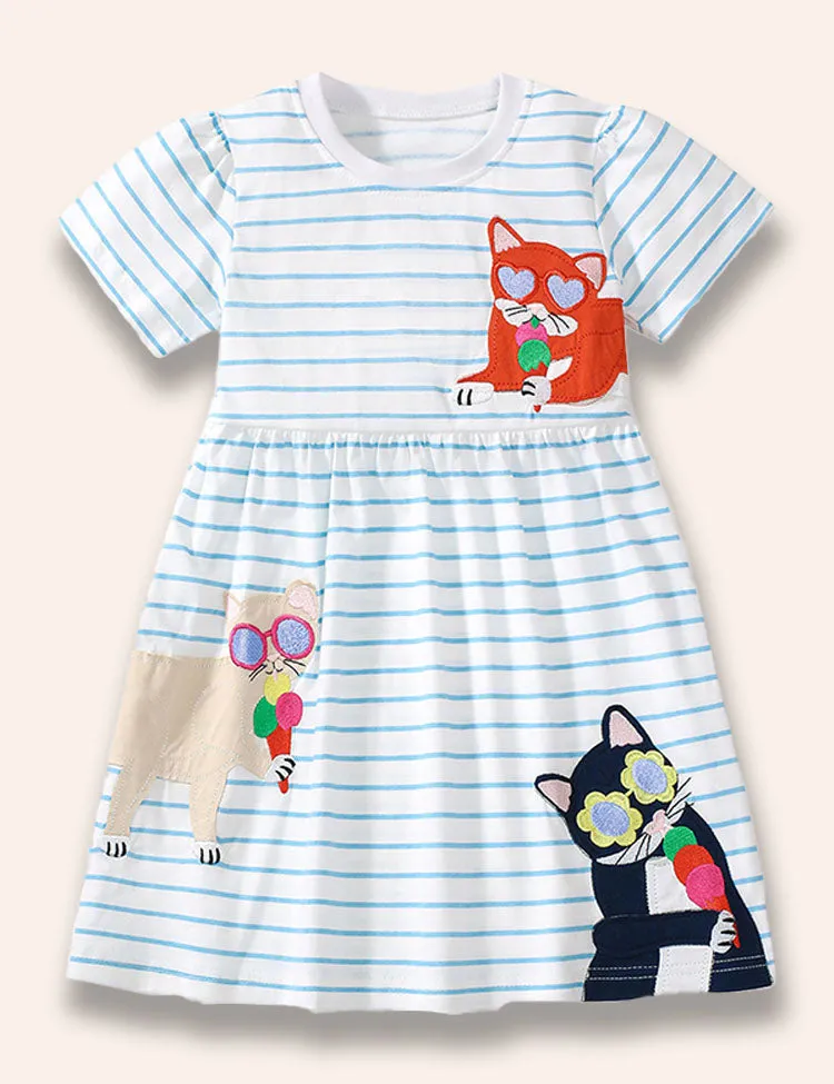 Ice Cream Cat Appliqué Dress - Image 2