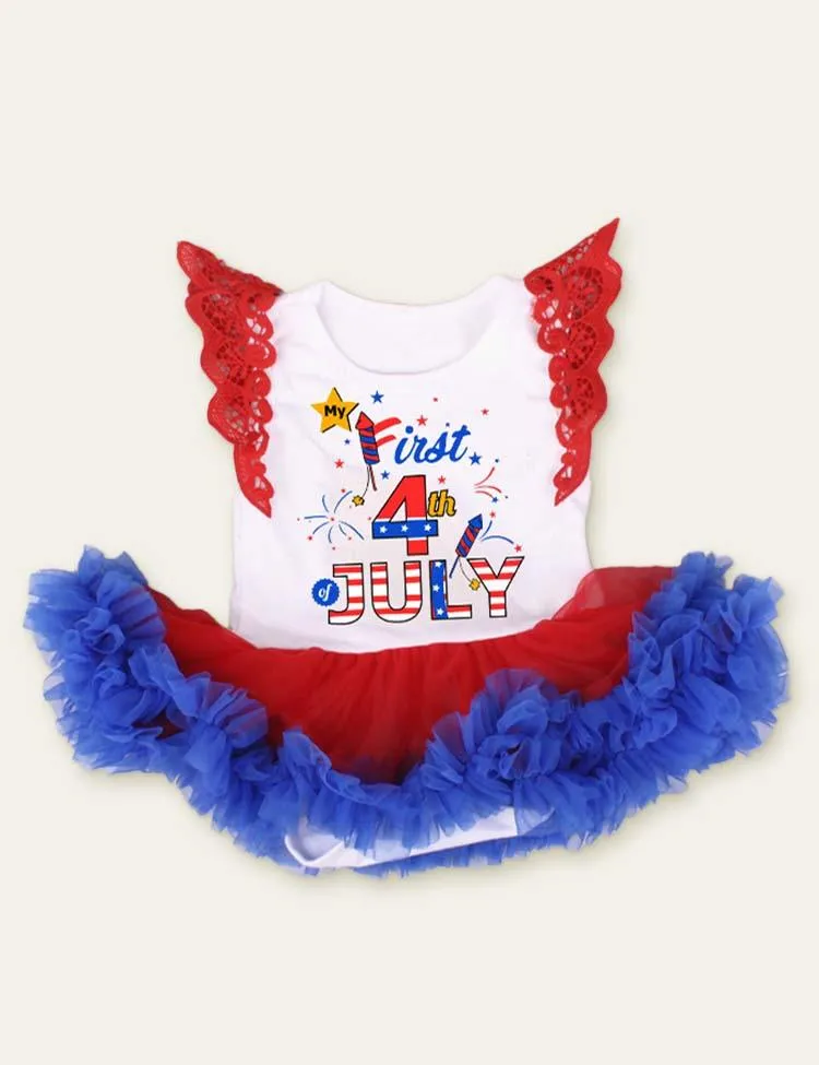 Independence Day Baby Printed Mesh Romper - Image 4