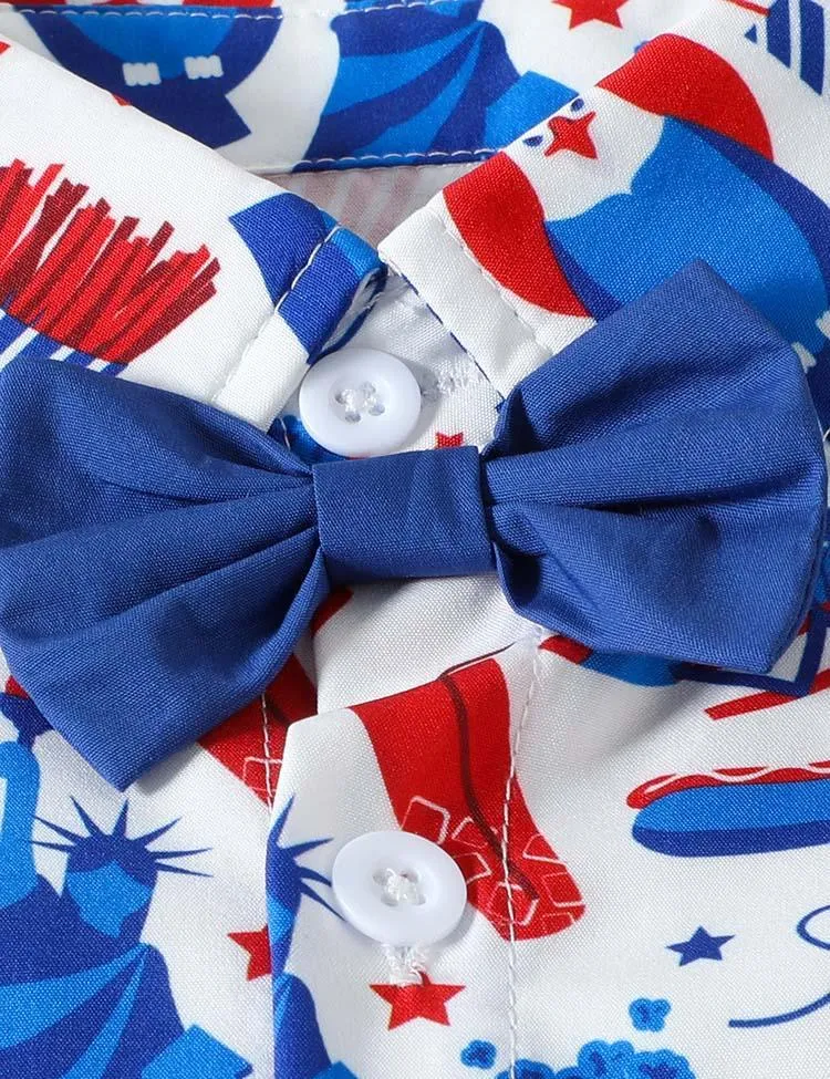 Independence Day Bow Cute Printed Set - Image 2