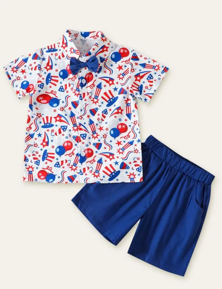 Independence Day Bow Cute Printed Set - Image 6