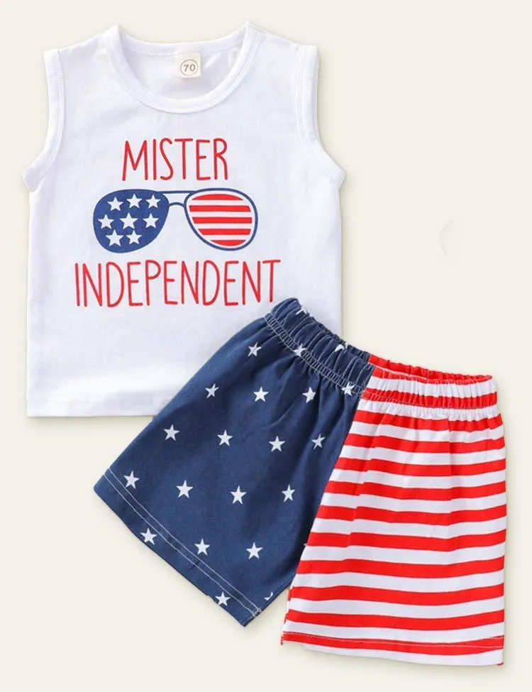 Independence Day Letter Glasses Printed Set