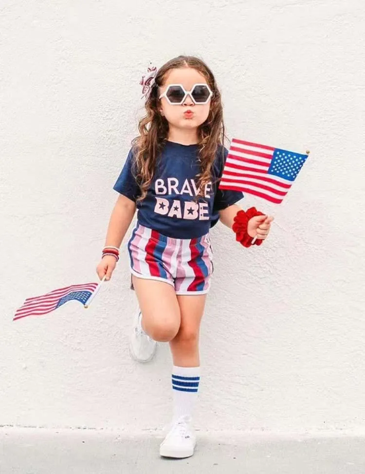 Independence Day Letter Printed Striped Set - Image 3