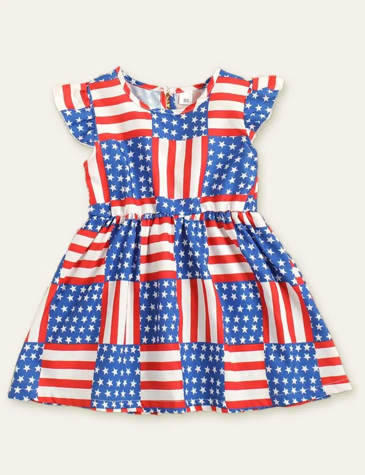 Independence Day Striped Flying Sleeve Dress