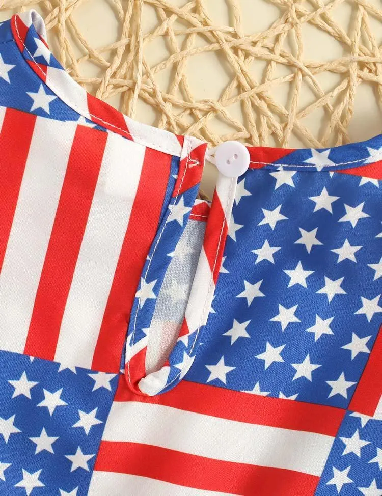 Independence Day Striped Flying Sleeve Dress - Image 3