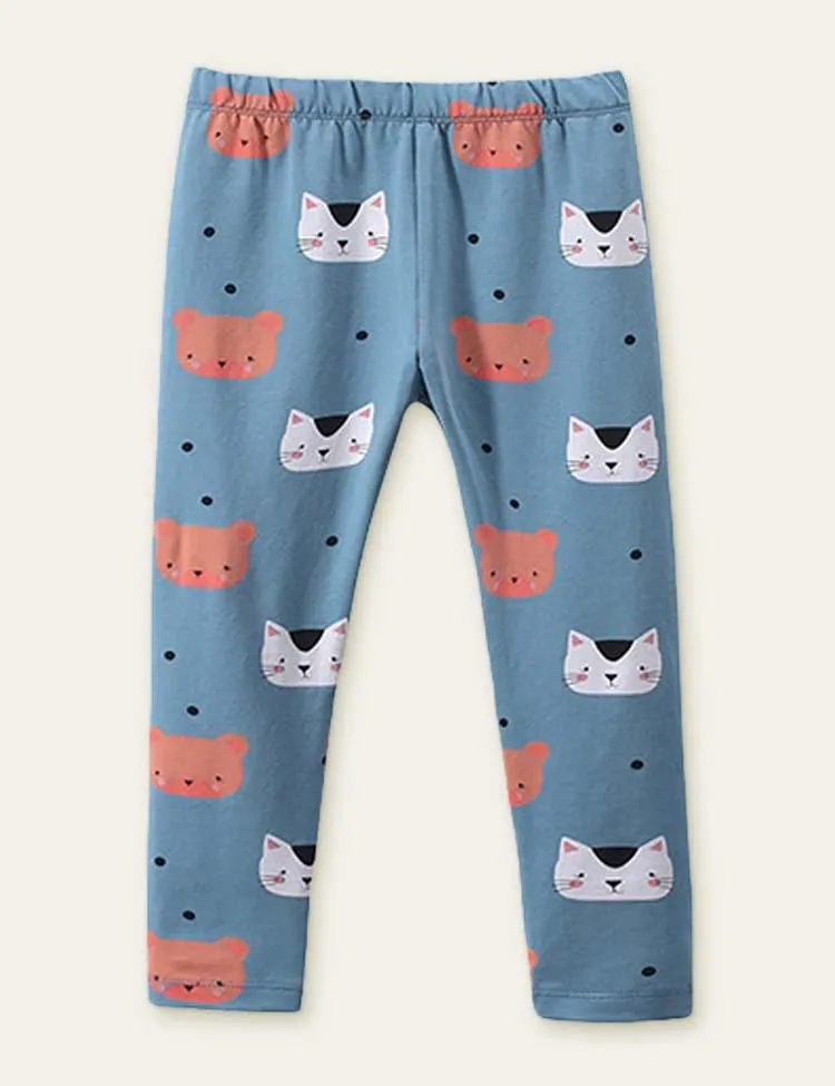 Kitten Embroidery Sweatshirt + Animal Printed Leggings - Image 2