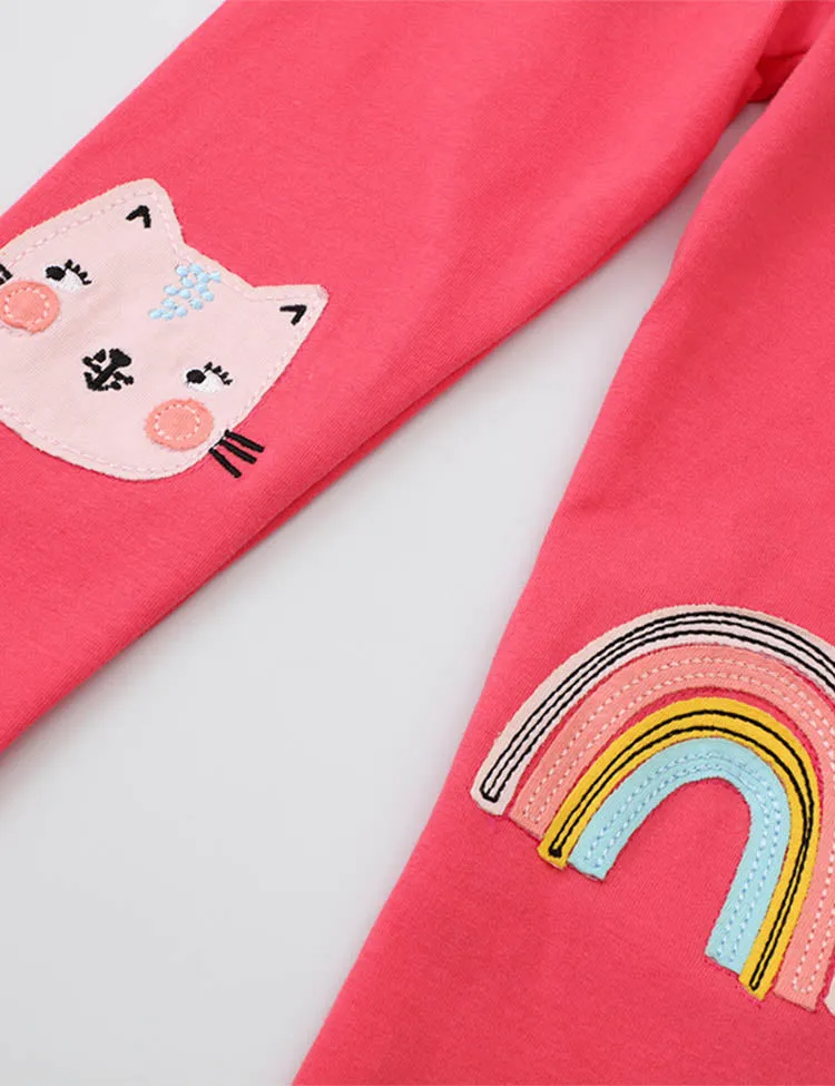 Kitten Rainbow Appliqué Leggings - Image 2