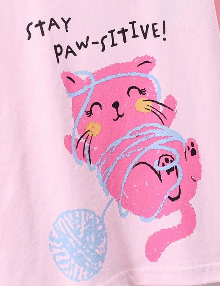 Kitten Wool Ball Printed Long-Sleeved T-shirt - Image 2