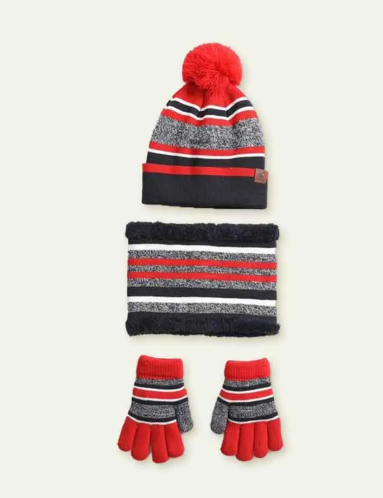Knitted Hat + Scarf + Gloves Three-Piece Set - Image 4