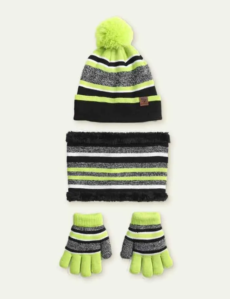 Knitted Hat + Scarf + Gloves Three-Piece Set - Image 6