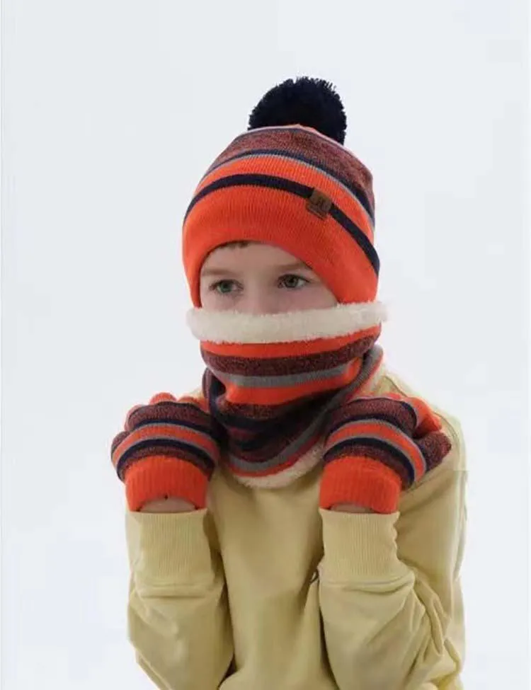Knitted Hat + Scarf + Gloves Three-Piece Set - Image 9