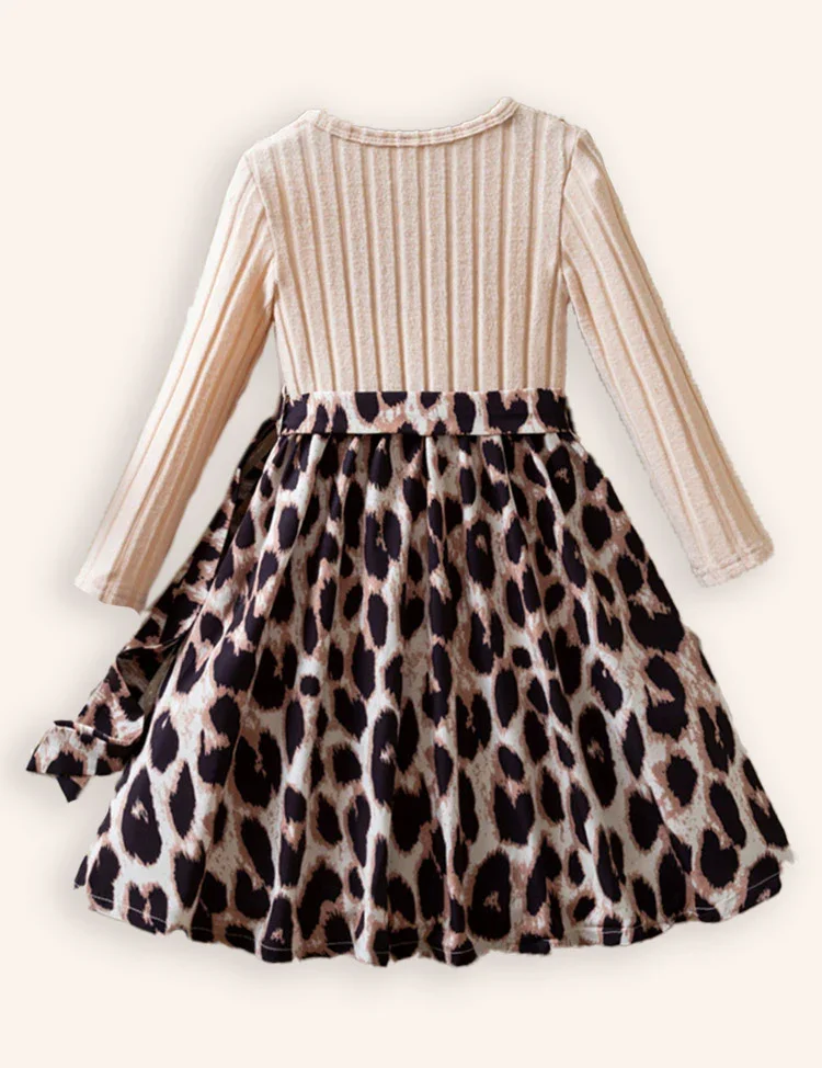 Knitted Leopard Print Long Sleeve Dress - Image 2