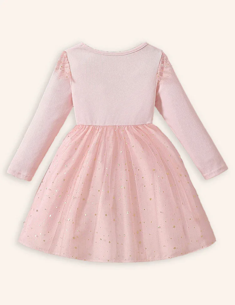 Knitted Long Sleeve Tulle Dress - Image 4