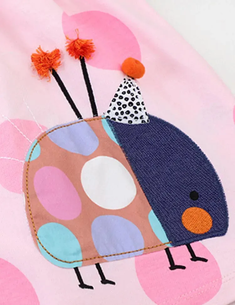 Ladybug Appliqué Dotted Sweatshirt Dress - Image 3