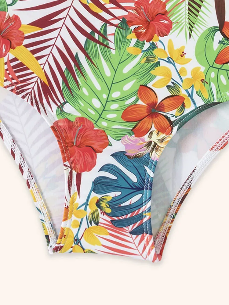 Leaf Print Ruffle Edge Swimsuit - Image 4