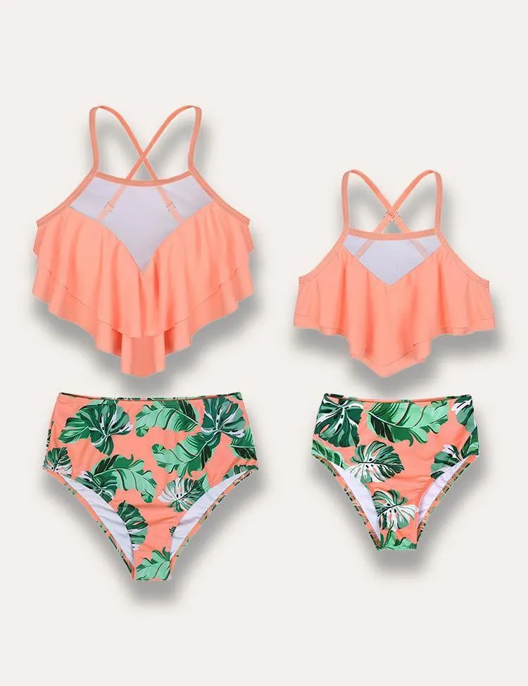 Leaf Printed Family Matching Swim Suit - Image 4