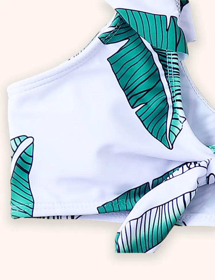 Leaf Printed Split Swimsuit Set - Image 3