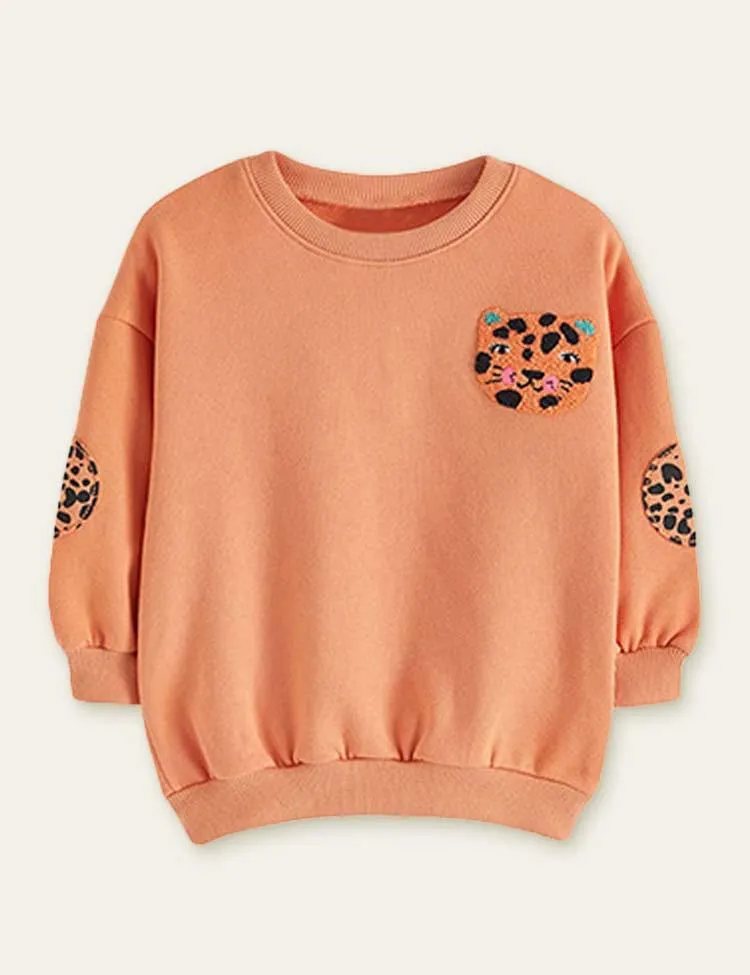 Leopard Appliqué Sweatshirt + Zoo Printed Leggings