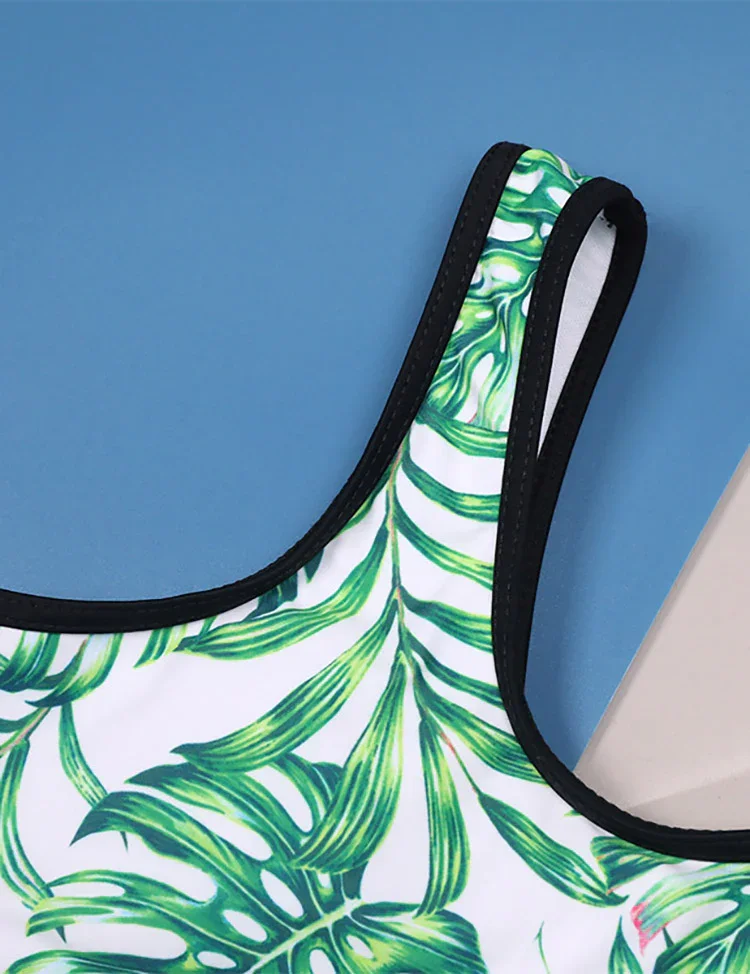 Letter Print Sports Split Swimsuit - Image 2