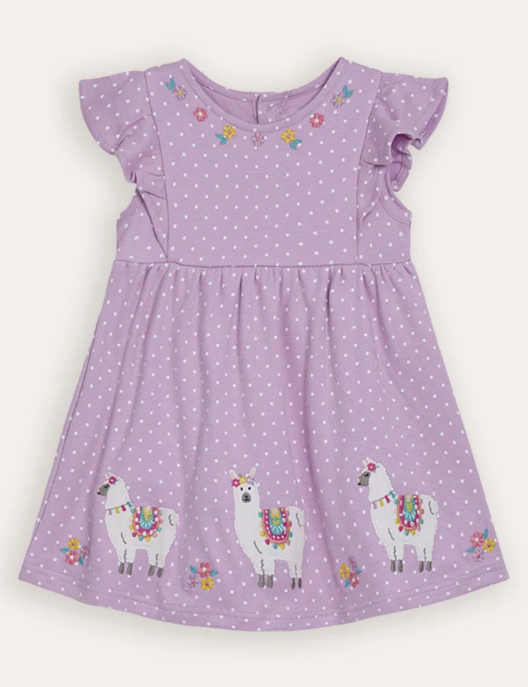 Lilac Purple Llama Appliqué Summer Dress