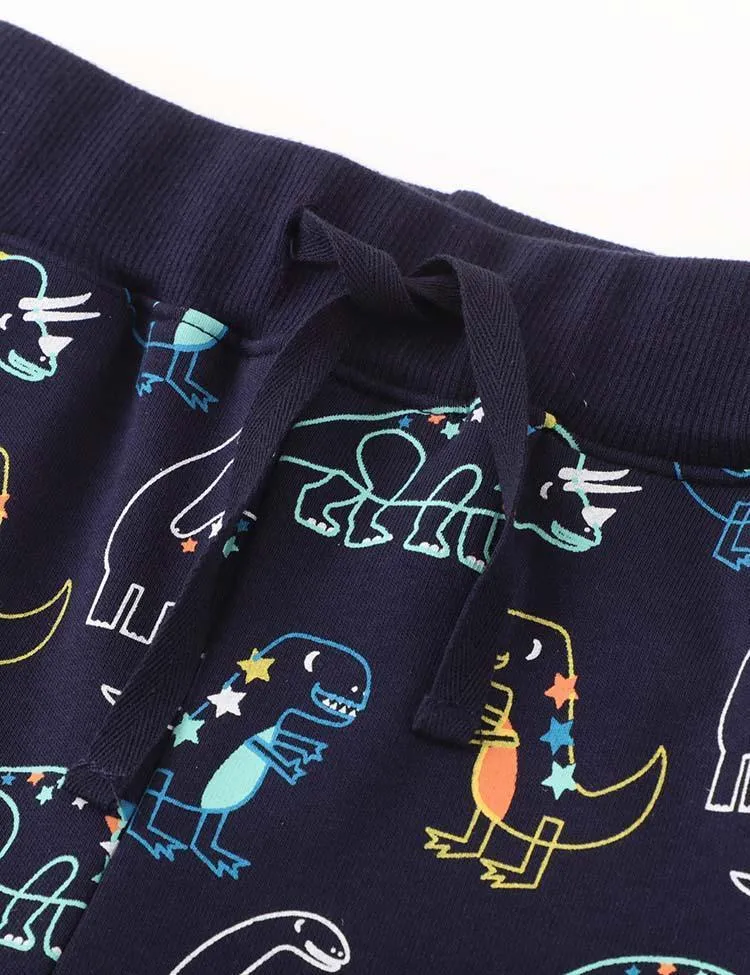 Line Printed Dinosaur Cartoon Casual Trousers - Image 5