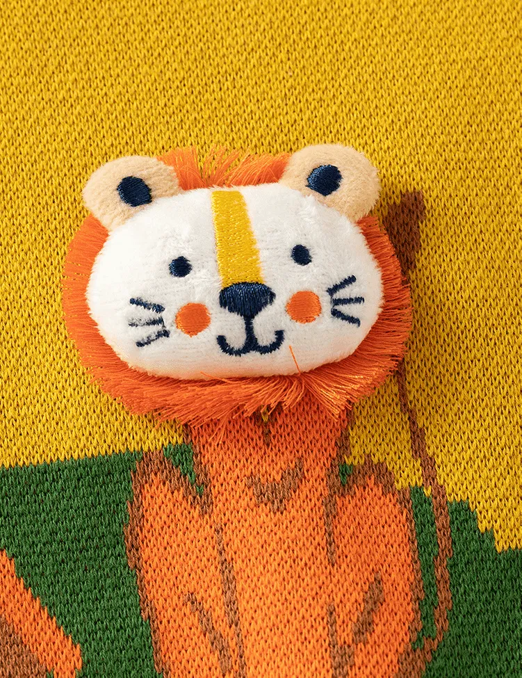 Lion-Decorated Long-Sleeved Sweater - Image 3