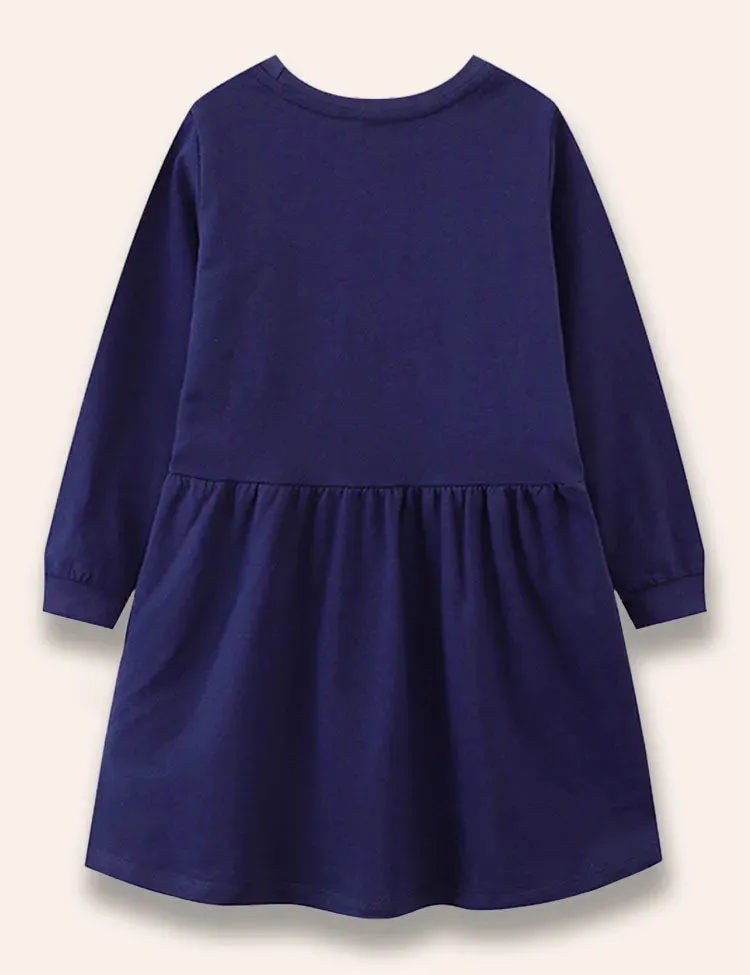 Little Cartoon Partten Embroidered Dress - Image 2