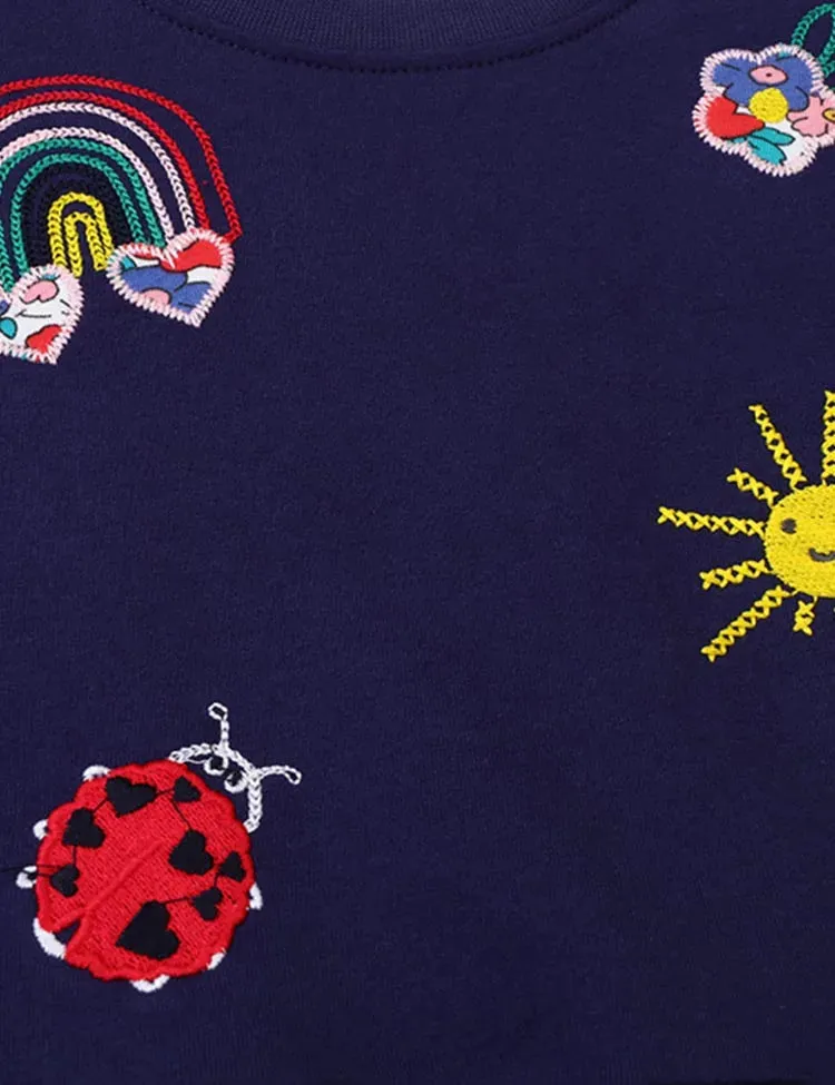 Little Cartoon Partten Embroidered Dress - Image 3