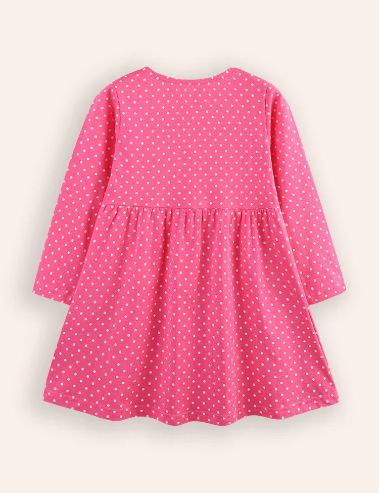 Little Fairy Appliqué Long Sleeves Dress - Image 3