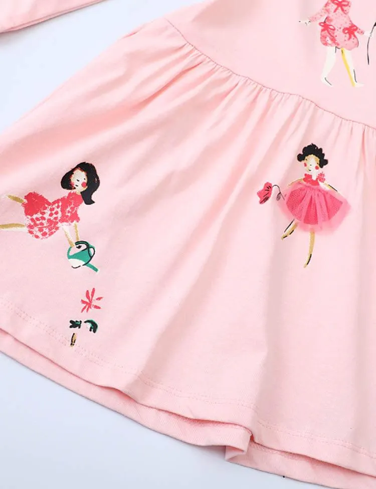 Little Girl Printed Long Sleeve Dress - Image 2