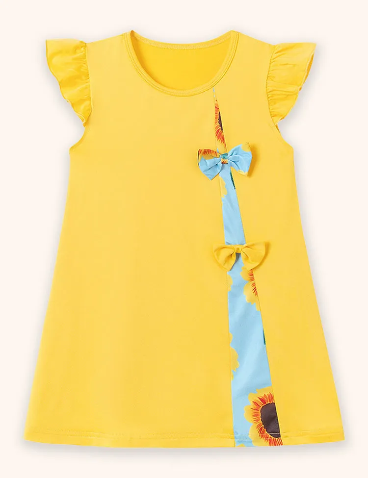 Bow Flower Printed Dress