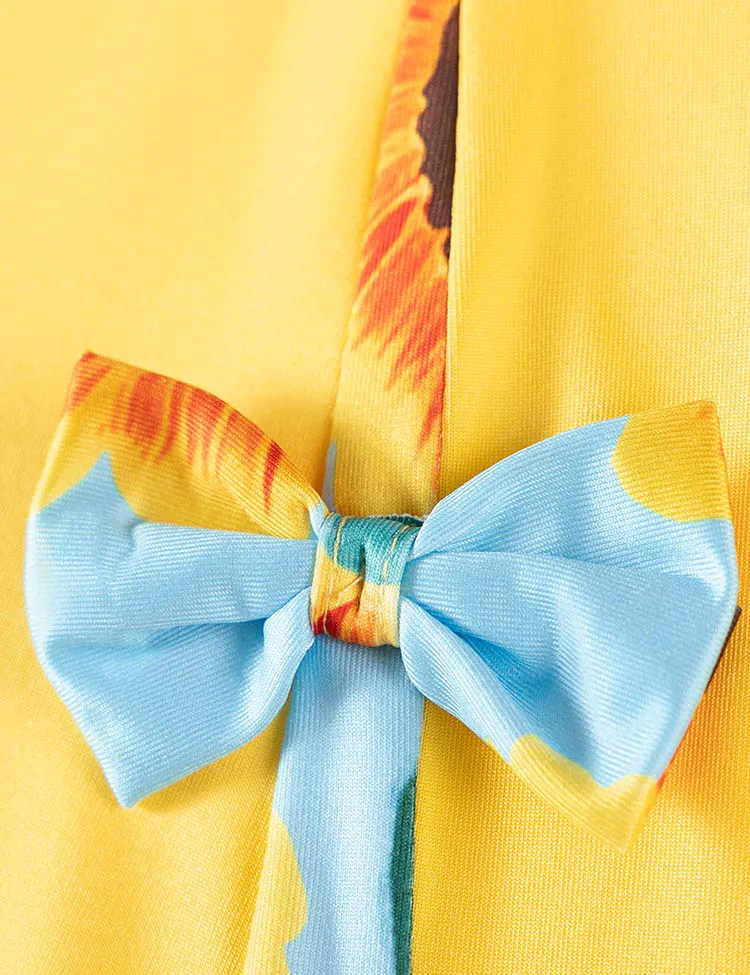 Bow Flower Printed Dress - Image 3