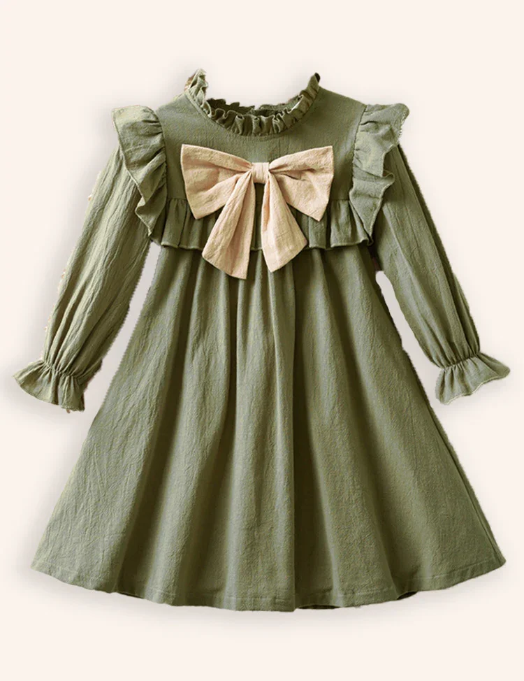 Long Sleeve Bow Princess Dress - Image 3