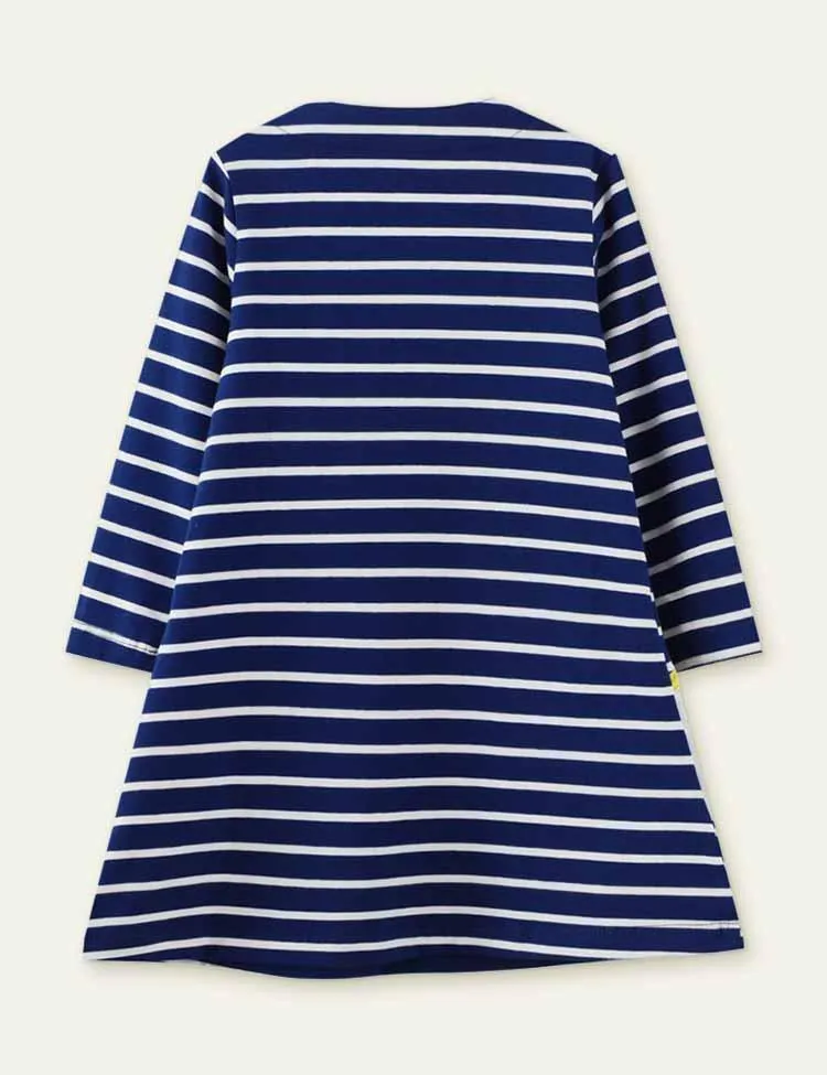 Zebra Appliqué Long Sleeve Dress - Image 3