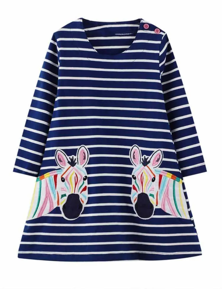 Zebra Appliqué Long Sleeve Dress - Image 4