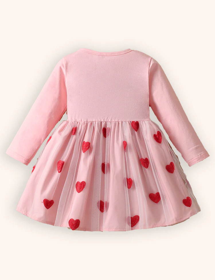 Love Embroidery Tulle Long Sleeve Princess Dress - Image 2