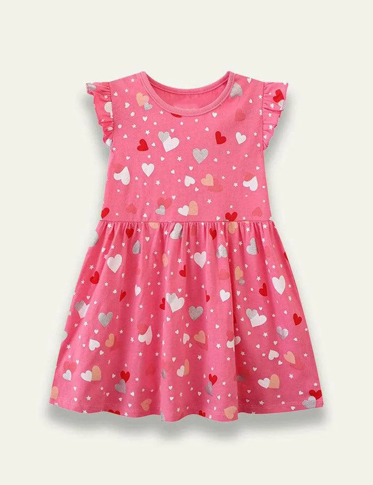 Love Printed Flying Sleeve Dress