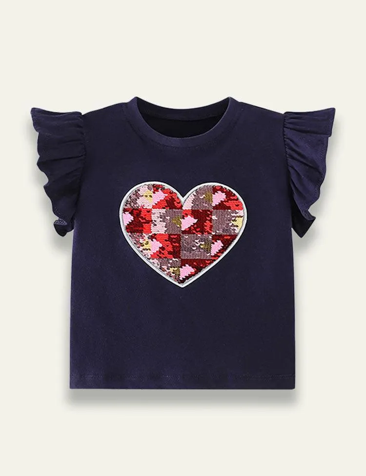 Love Sequin Crew Neck T-shirt