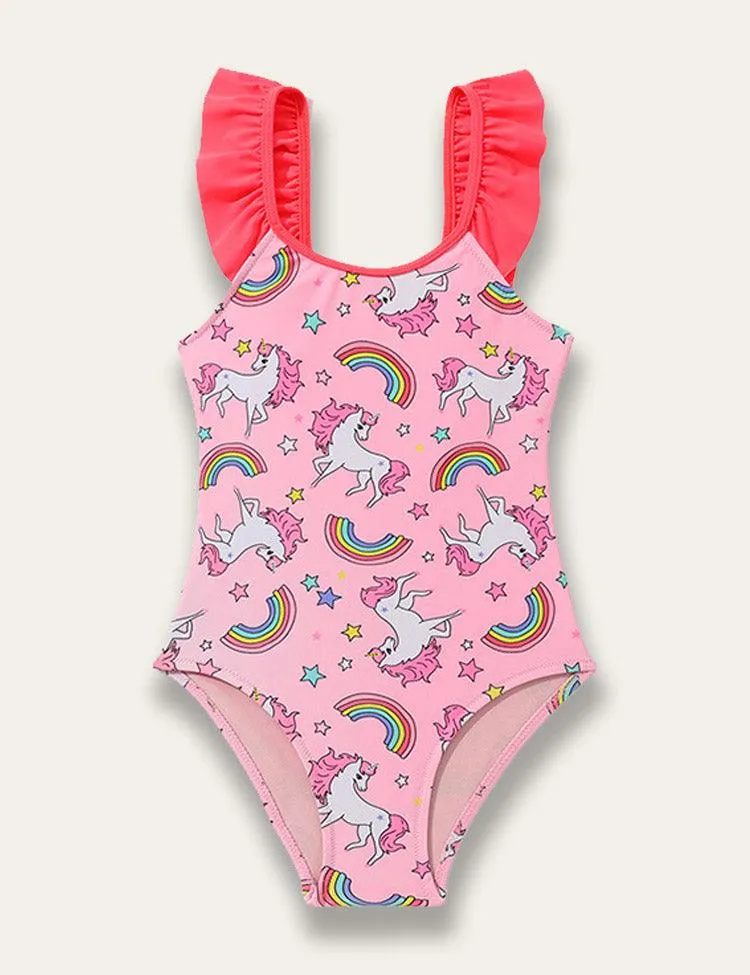 Lovely Unicorn Print Swimsuit