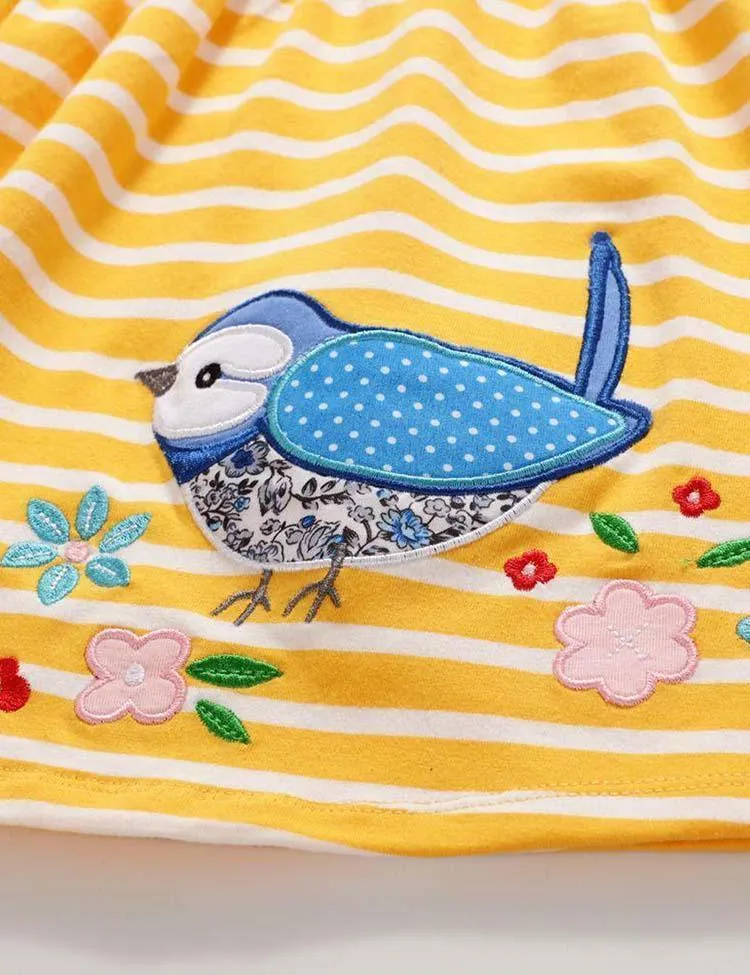 Magpie Appliqué Striped Dress - Image 4