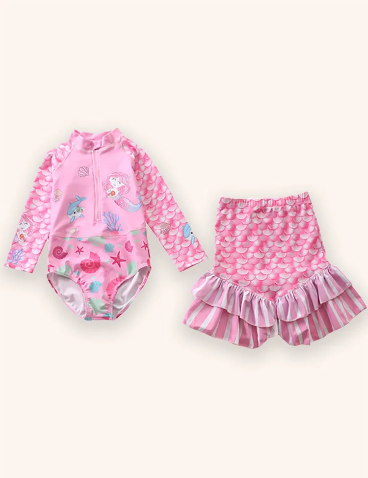Mermaid Print Long-sleeved Swimsuit - Image 7