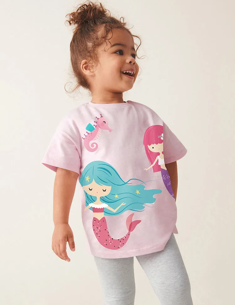 Mermaid Print Short T-Shirt and Leggings Set - Image 3