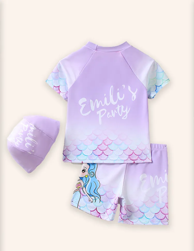 Mermaid Print Split Swimsuit Set - Image 2