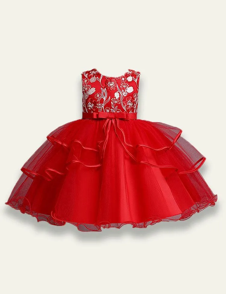 Mesh Embroidery Party Dress