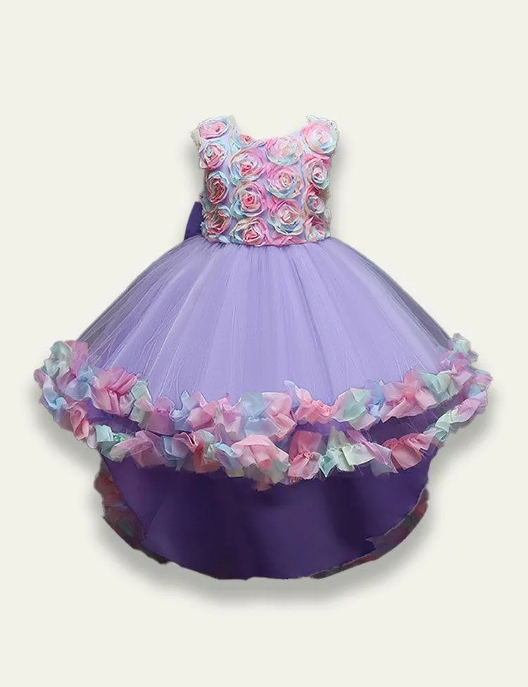 Mesh Flower Tail Party Dress - Image 3