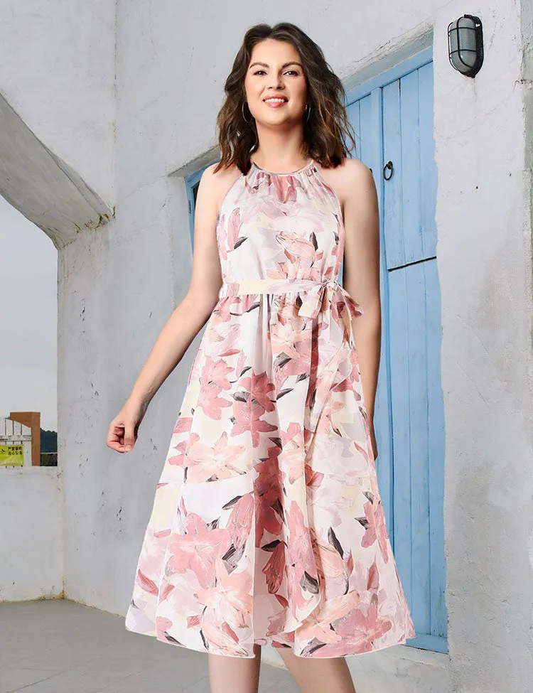 Mom&Me Neck Strap Vacation Floral Dress - Image 4