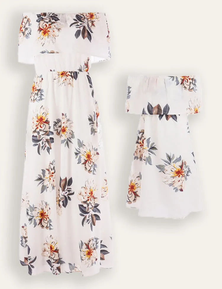 Mom&Me Off-Shoulder Flower Chiffon Dress - Image 2