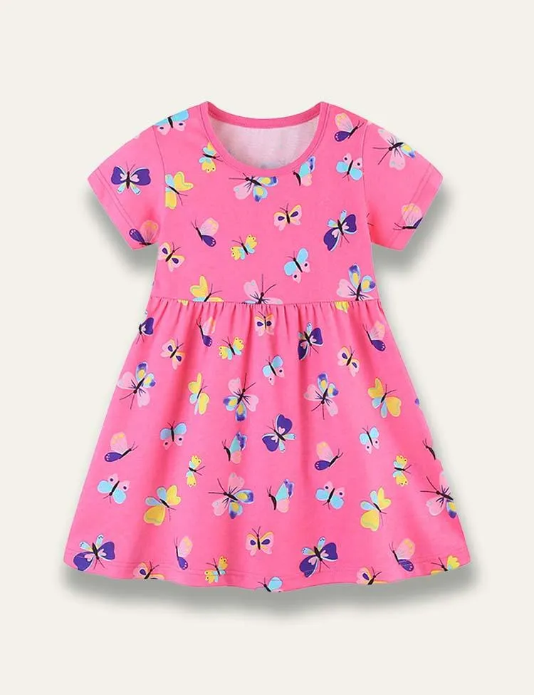 Multi Butterfly Printed Dress