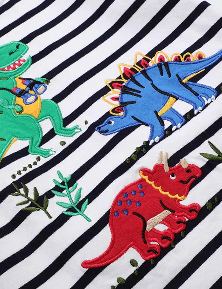 Multi Dinosaur Appliqué T-Shirt - Image 3